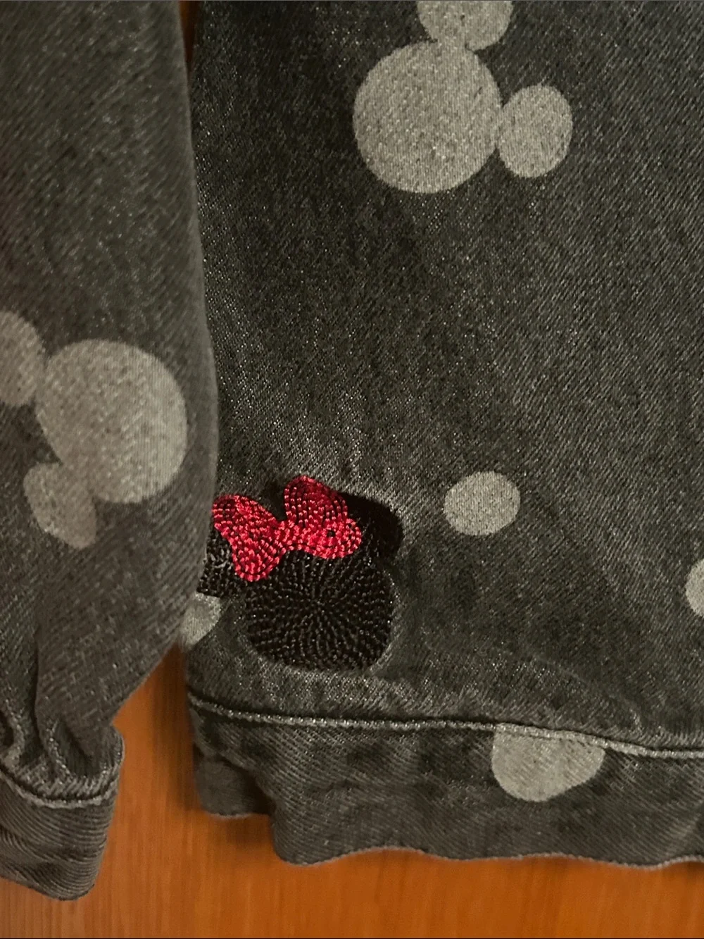 Disney Black Denim Kids Jacket with Red Minnie Embroidered